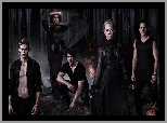 Candice Accola, Bohaterowie, Michael Trevino, Pamiętniki wampirów, Las, Ogień, Steven R McQueen, The Vampire Diaries, Noc