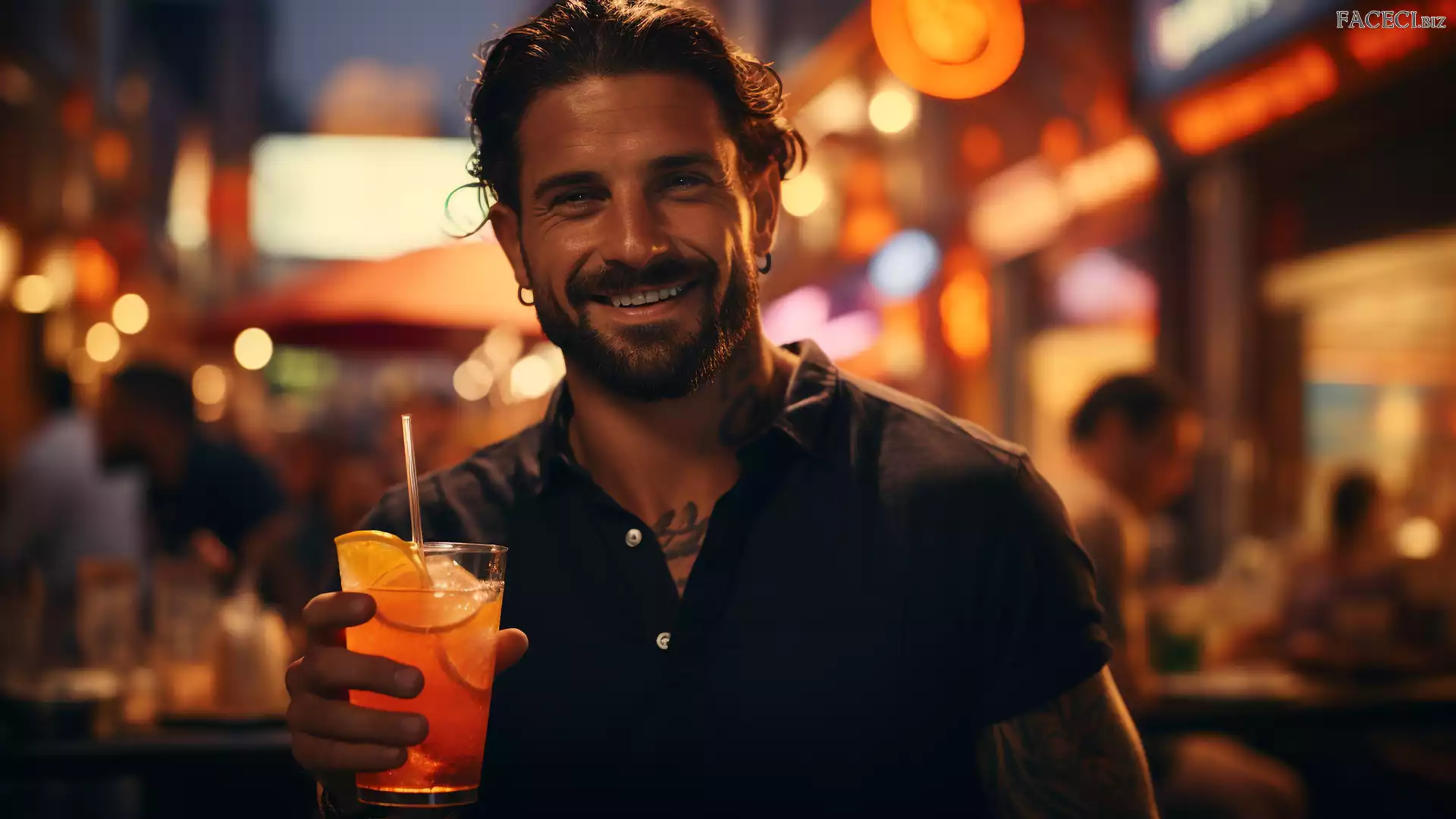 Drink, Mężczyzna, Uśmiech