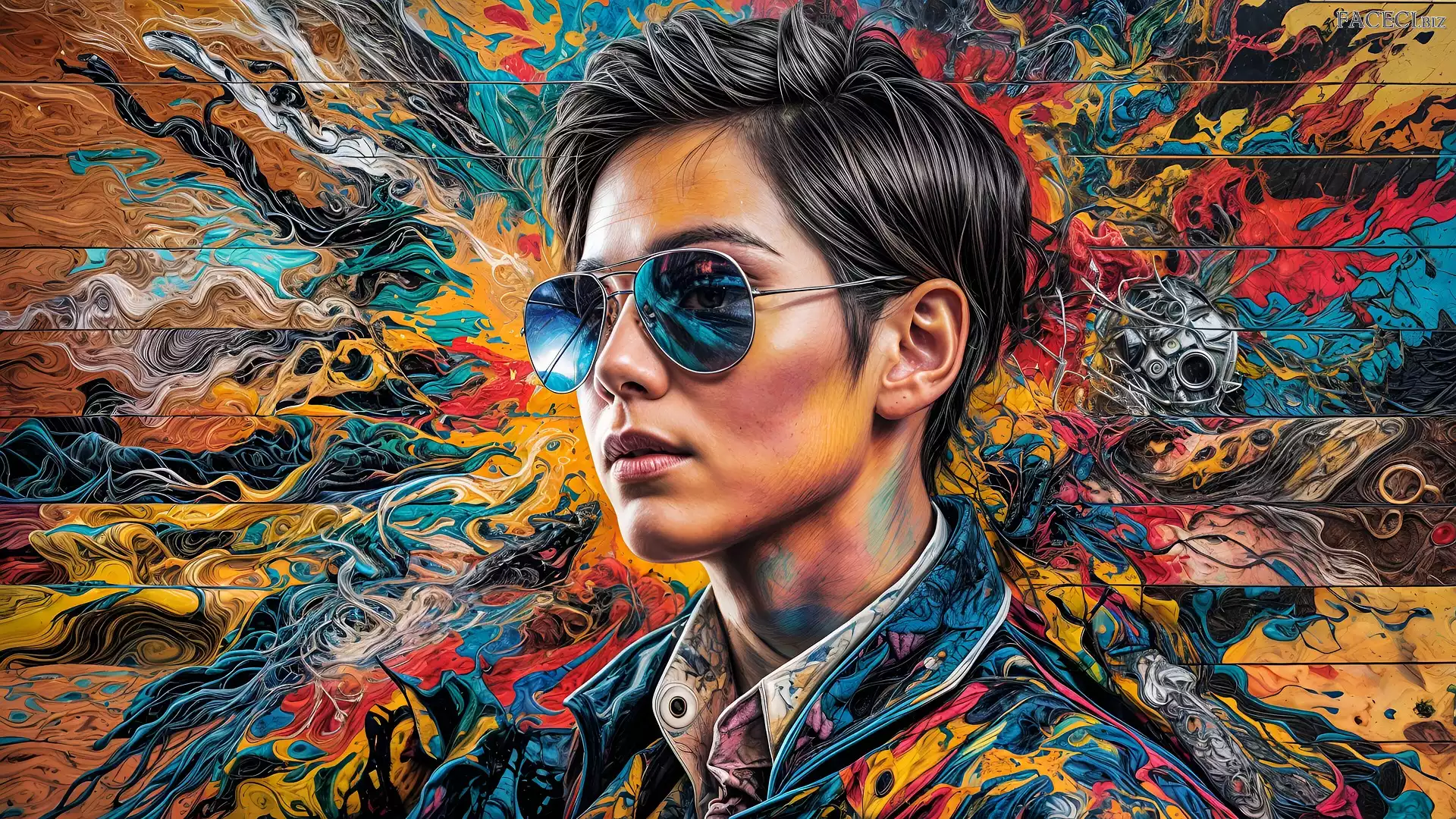 Tło, Kolorowe, Grafika, Mężczyzna, Okulary