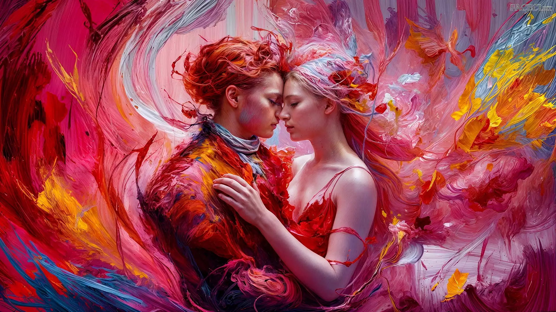 Miłość, Para, Grafika, Dziewczyna, Chłopak