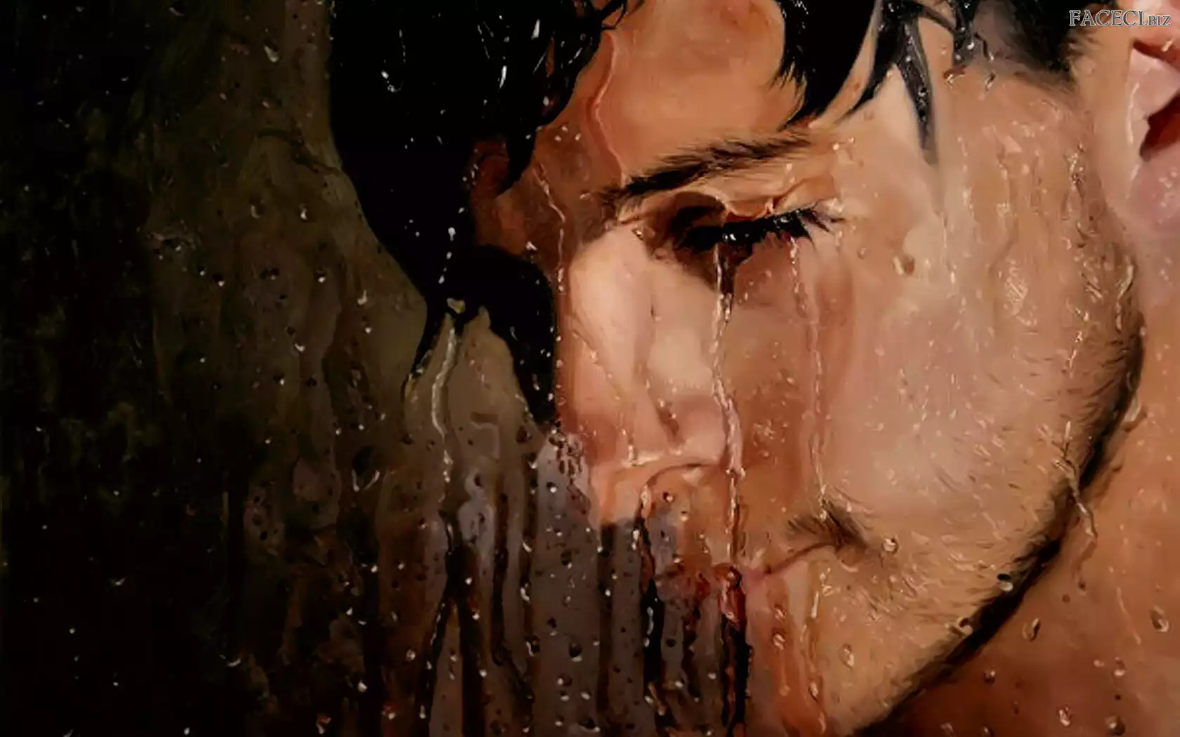 Szyba, Wody, Mężczyzna, Strumienie