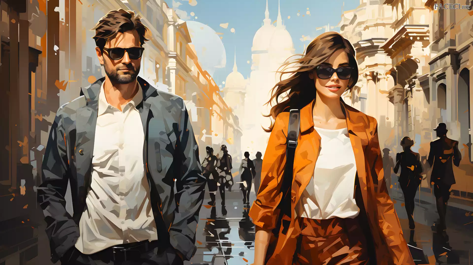 Kobieta, Mężczyzna, Grafika, Ulica